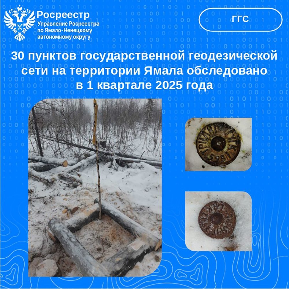 На Ямале обследовано ещё 30 пунктов государственной геодезической сети 
