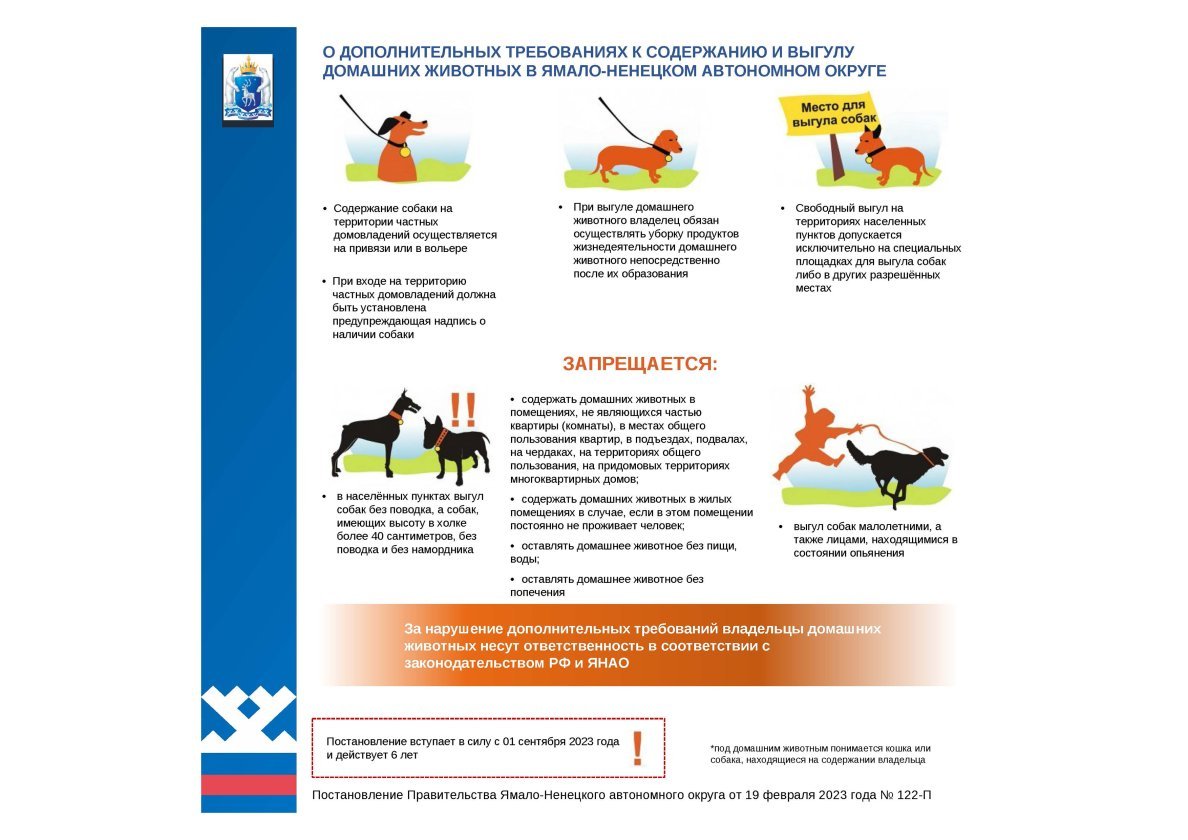 О дополнительных требованиях к содержанию и выгулу домашних животных  в Ямало-Ненецком автономном округе  